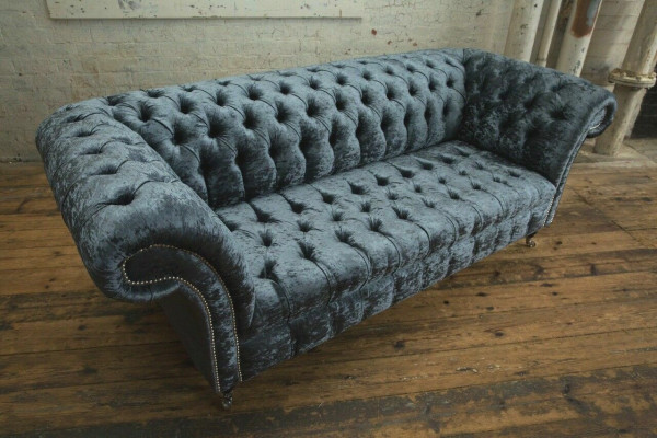 Soggiorno Divano Chesterfield Design in tessuto divani divanetti grigi a tre posti