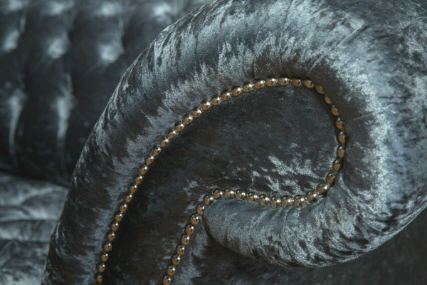 Soggiorno Divano Chesterfield Design in tessuto divani divanetti grigi a tre posti