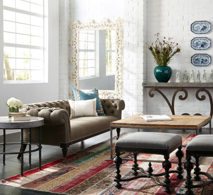 Divano Chesterfield in tessuto o pelle, divano imbottito a 4 posti.