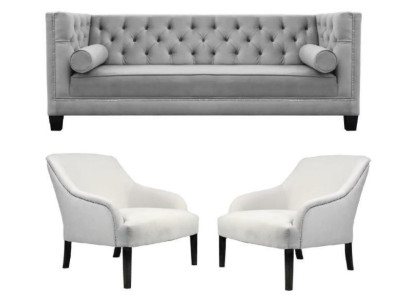 Poltrone Chesterfield grigie XXL bianche, grandi in tessuto... nuovi mobili creativi.