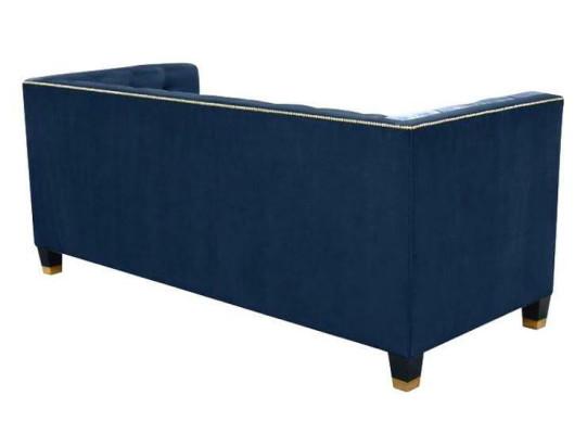 Chesterfield Set divano blu 3 pezzi poltrone imbottite gruppo.