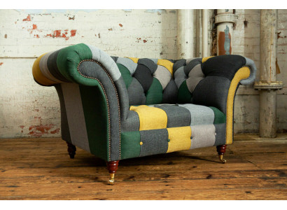 Divano Chesterfield monoposto colorato, poltrona moderna da soggiorno.