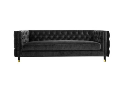 Divano Chesterfield nero Big lusso 4 posti Tessuto in stoffa Sofà.