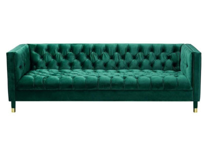Divano Chesterfield verde a 4 posti in tessuto di lusso