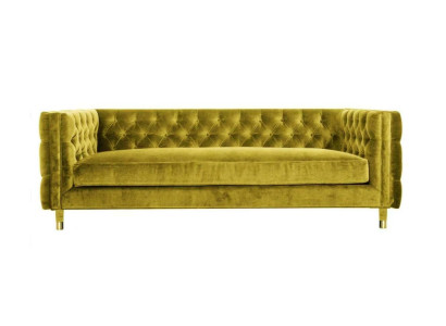 Chesterfield giallo divano 4 posti Design di lusso Tessuto in stoffa Giallo Divani