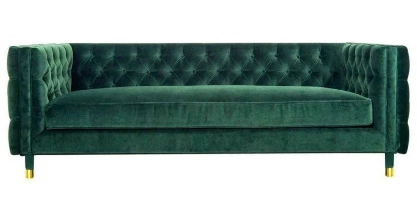 Chesterfield divano a 4 posti design di lusso in tessuto verde.