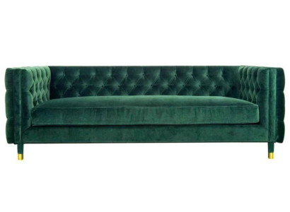 Chesterfield divano a 4 posti design di lusso in tessuto verde.