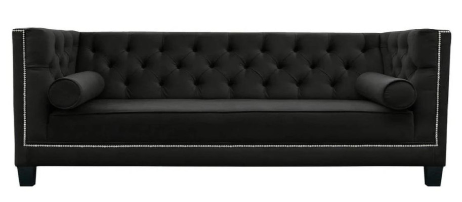 Chesterfield divano a 4 posti Design di lusso Tessuto in stoffa Divani neri