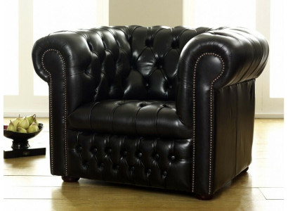 Divano Chesterfield nero 3 posti + 1 poltrona, divani di design, set di divani.
