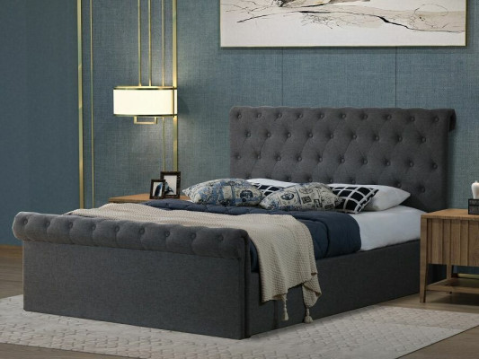 Chesterfield Design classico Letto imbottito in tessuto Misura 140x200cm