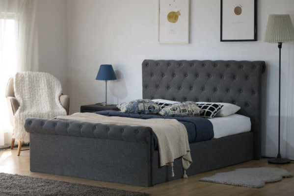 Chesterfield Design classico Letto imbottito in tessuto Misura 140x200cm