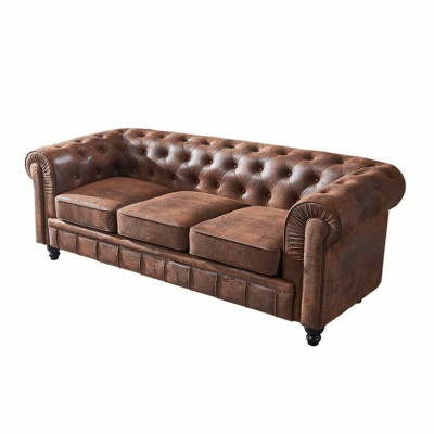 Marrone lussuoso divano Chesterfield a 3 posti design per il soggiorno
