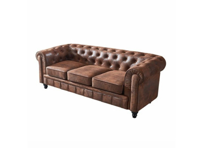 Marrone lussuoso divano Chesterfield a 3 posti design per il soggiorno