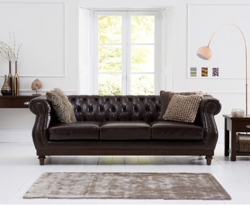 Chesterfield divano designer marrone a 3 posti di lusso per il soggiorno