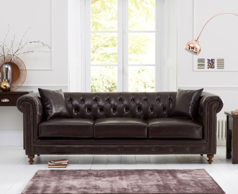 Divano Chesterfield Divano Imbottito in Tessuto Pelle Divani Imbottiti Set 3 Posti