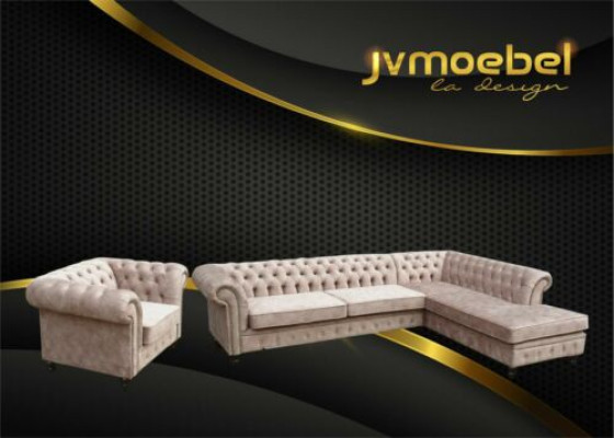 Chesterfield Mobili classici per soggiorno Divano angolare Sofa Couch Imbottito