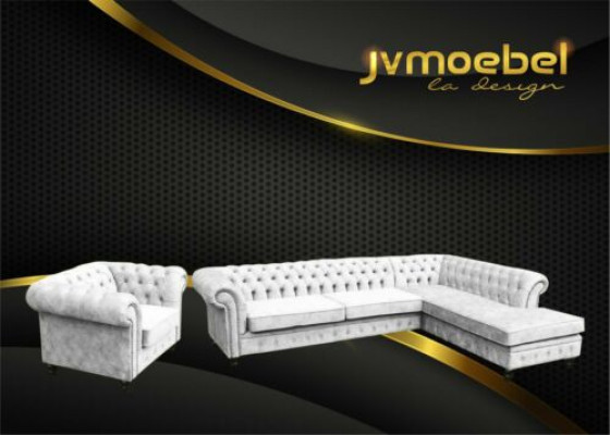Chesterfield Mobili classici per soggiorno Divano angolare Sofa Couch Imbottito