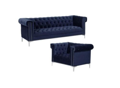 Set di divani Chesterfield blu royal blu nuovi.