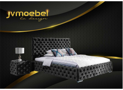 Letto matrimoniale in velluto camera da letto letto Chesterfield comodino  set da 3 pezzi