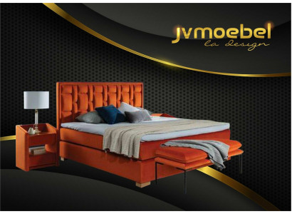 Chesterfield letto matrimoniale in velluto per la camera da letto con comodini, 3 pezzi.