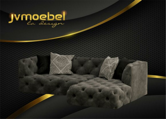Chesterfield Divano angolare a L L-Form Tela di design Divano Set di imbottitura Angolo Nuovo