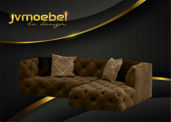 Chesterfield Divano angolare a L L-Form Tela di design Divano Set di imbottitura Angolo Nuovo