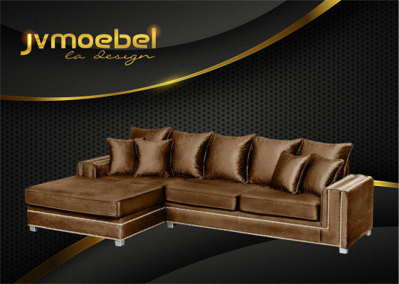 Divano a angolo L-forma in tessuto design di lusso divano componibile imbottito.