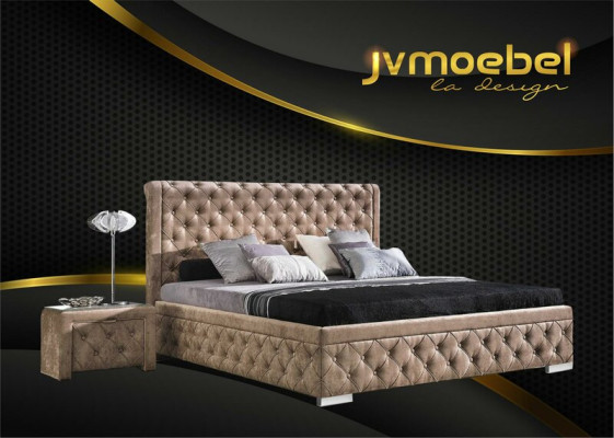 Struttura letto in tessuto. Mobili di lusso. Letti. Tessuto. Design tessile per la camera da letto. Nuovo.