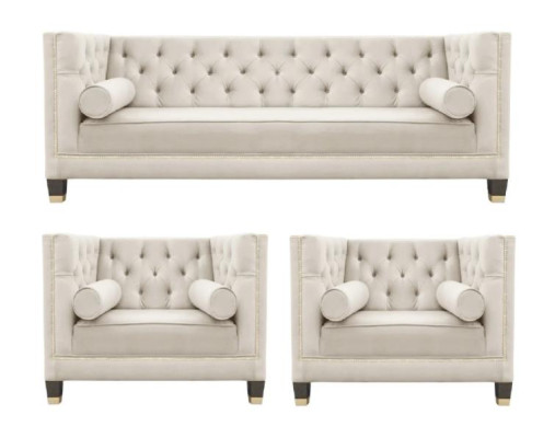 Sofà in velluto imbottito 3 pezzi set di divani per il salotto