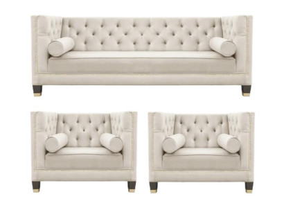 Sofà in velluto imbottito 3 pezzi set di divani per il salotto