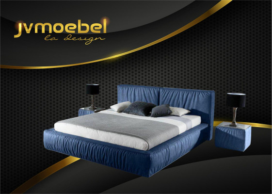 Lussuoso letto di design per la camera da letto rivestito in velluto Mobili Letti Tessuto Tessile Nuovo
