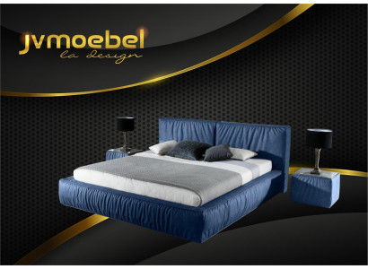 Lussuoso letto di design per la camera da letto rivestito in velluto Mobili Letti Tessuto Tessile Nuovo
