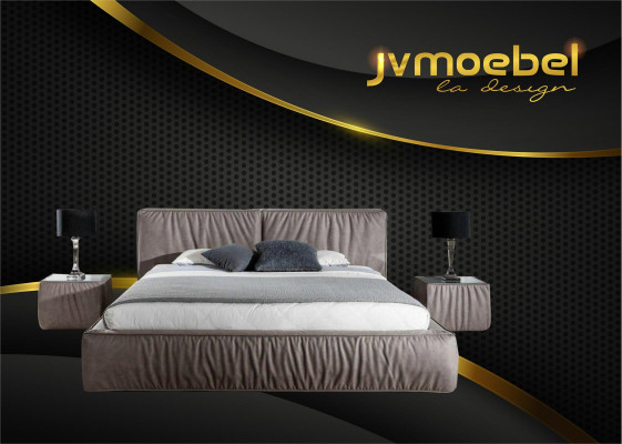 Lussuoso letto di design per la camera da letto rivestito in velluto Mobili Letti Tessuto Tessile Nuovo