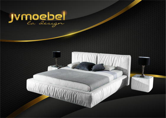 Lussuoso letto di design per la camera da letto rivestito in velluto Mobili Letti Tessuto Tessile Nuovo