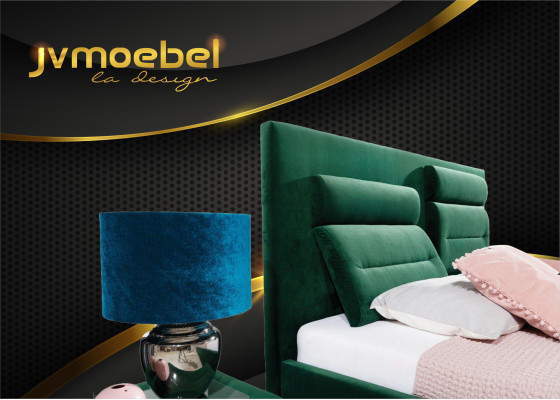 Letto boxspring di lusso design doppio in tessuto verde per hotel camera da letto.
