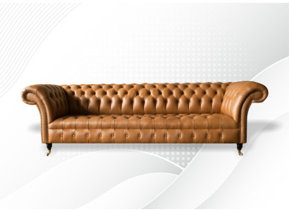 Sofà design Chesterfield imbottito moderno in tessuto stoffa divano letto 4 posti nuovo
