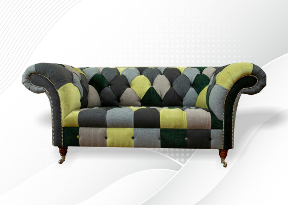Divano Chesterfield Divani Divani Classici 2 Posti in Pelle Tessuto Colorato