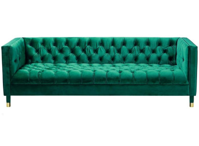 Tre posti in stile Chesterfield in tessuto verde divano imbottito per il salotto 230cm.