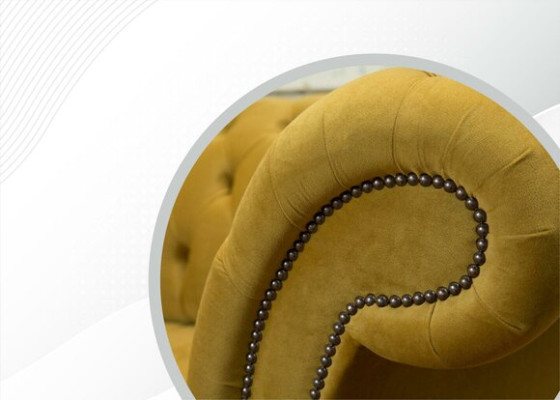 Chesterfield Design Divano di lusso Divano Divano Set Sedile in pelle Tessuto Giallo Nuovo