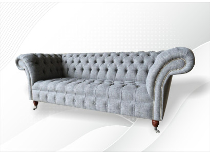 Tessuto Divano Divano Set di fodere 3 posti Divani Chesterfield in velluto grigio