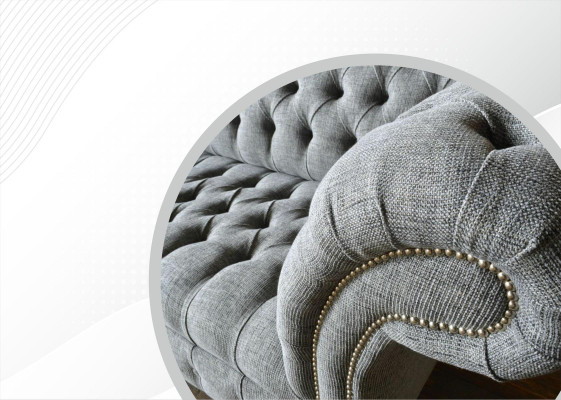 Tessuto Divano Divano Set di fodere 3 posti Divani Chesterfield in velluto grigio