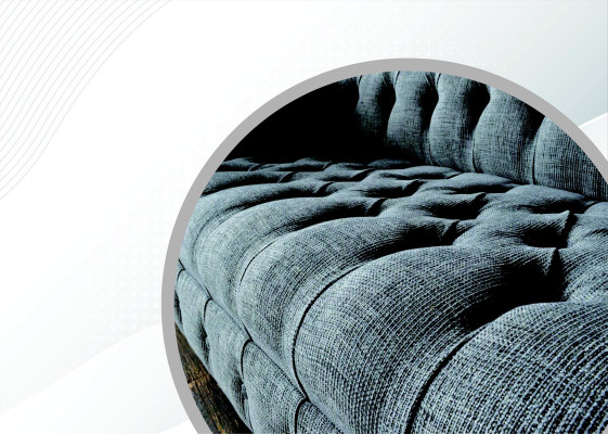 Tessuto Divano Divano Set di fodere 3 posti Divani Chesterfield in velluto grigio