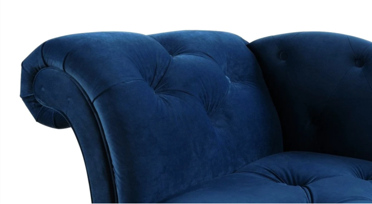 Elegante poltrone Chesterfield con bottoni in velluto chaise longue.