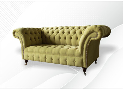 Divano a 2 posti, divano imbottito Chesterfield design soggiorno tessuto stoffa nuovo