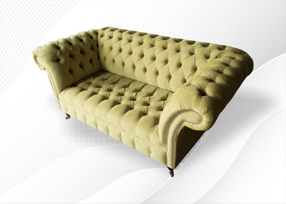 Divano a 2 posti, divano imbottito Chesterfield design soggiorno tessuto stoffa nuovo