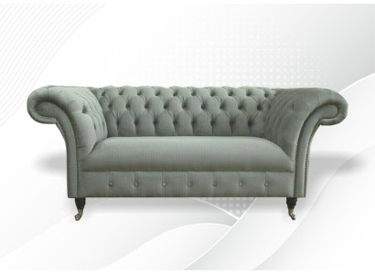 Chesterfield divano divano divani imbottiti classici 2 posti in pelle tessuto tessile nuovo