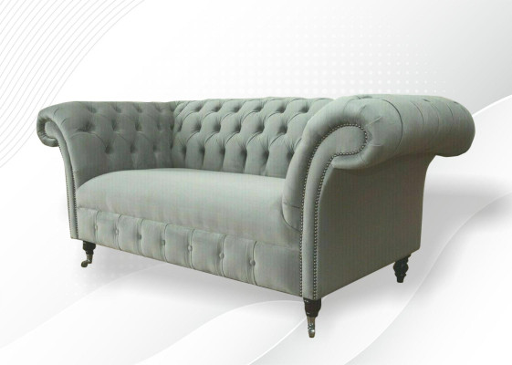 Chesterfield divano divano divani imbottiti classici 2 posti in pelle tessuto tessile nuovo