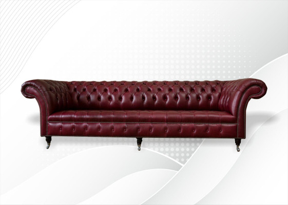 Divano rosso Big Sofa Chesterfield 265cm XXL poltrone divano 4 posti in pelle tessuto nuovo.
