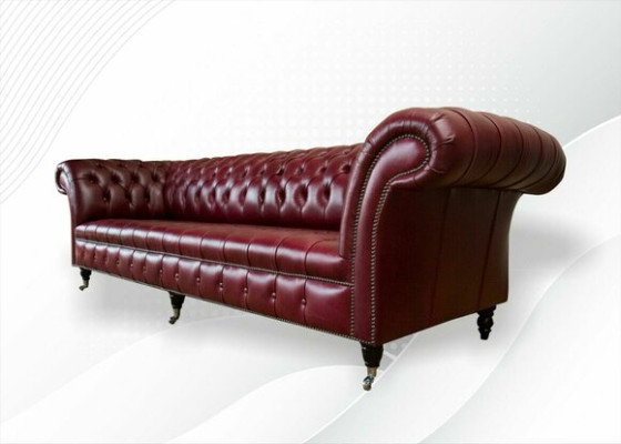 Divano rosso Big Sofa Chesterfield 265cm XXL poltrone divano 4 posti in pelle tessuto nuovo.