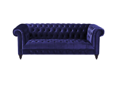 Chesterfield Divano in velluto lilla di lusso con bottoni a tre posti